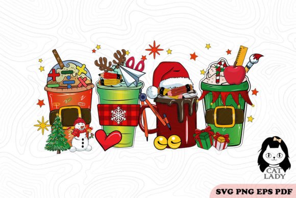 Teacher Christmas Coffee: Festive Graphics for Crafts