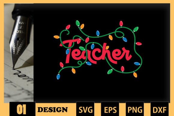 TEACHER Christmas Lights SVG: Graphics for Crafts